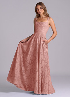 Azazie Shaude Bridesmaid Dresses Rosette A-Line Pleated Floral Burnout Dress image5