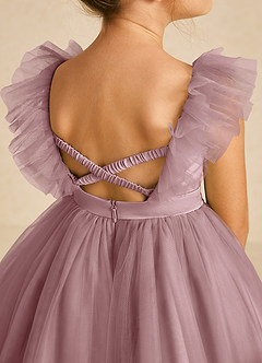 Azazie Cherub Flower Girl Dresses Dusty Rose A-Line Strap Tulle Dress image4