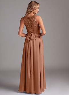 Azazie Kingsley Bridesmaid Dresses Bronzer A-Line Lace Chiffon Dress image2