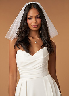 front Genevieve Shoulder Length Veil With Blusher