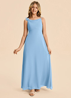 Azazie Gumdrop Junior Powder Blue Empire Pleated Chiffon Dress image5