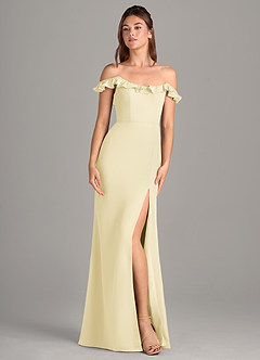 Azazie Callie Bridesmaid Dresses Lemon Sorbet Mermaid Side Slit Chiffon Convertible Dress image7