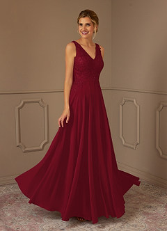 Azazie Joules Mother of the Bride Dresses Burgundy A-Line Sequins Chiffon Dress image4