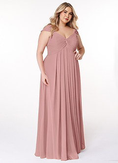 Azazie Kaitlynn Bridesmaid Dresses Dusty Rose Empire Ruched Chiffon Convertible Dress image12