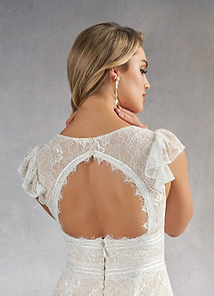 Azazie MJ Final Sale Diamond White Champagne Mermaid Lace Dress image5