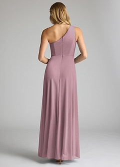 Azazie Brooke Kleider zum Anprobieren zu Hause A-Linie One-Shoulder Gittergewebe Kleider Altrosa image5