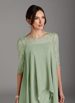 Azazie Flo Mother of the Bride Dresses Dusty Sage A-Line Lace Chiffon Dress image2