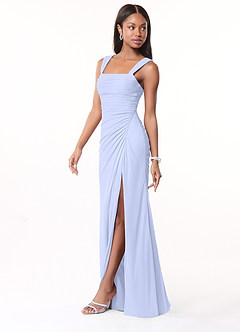 Azazie Jesaphine Bridesmaid Dresses Lavender Sheath Ruched Mesh Dress image4
