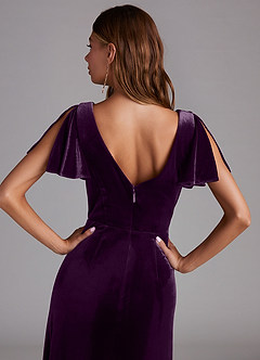 Azazie Soren Bridesmaid Dresses Grape A-Line Velvet Dress image2