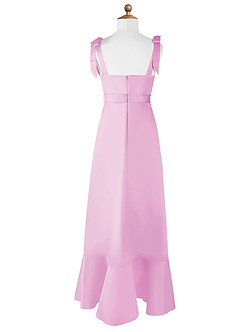 Azazie Barbara Junior Candy Pink A-Line Bow Matte Satin Dress image7
