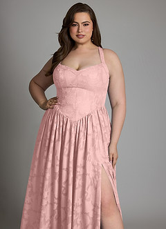 Azazie Francis Kleider zum Anprobieren zu Hause A-Linie Korsett Blumen-Burnout Kleid Dunkelmarine image11