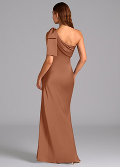 Azazie Yuanna Brudtärnklänningar Klänning av Sjöjungfru i Stretch Satin En axel Bronzer image2