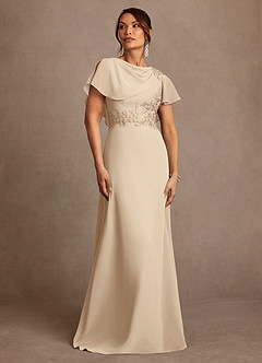 Azazie Frieda Mother of the Bride Dresses Champagne A-Line Applique Chiffon Dress image1