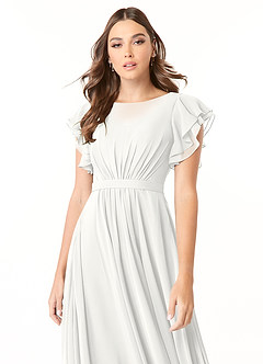 Azazie Daphne Modest Bridesmaid Dresses A-Line Ruffled Chiffon Floor-Length Dress image4