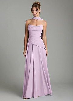 Azazie Gabriela Brautjungfernkleider A-Linie Korsett Chiffon Kleid Frostiges Flieder image1