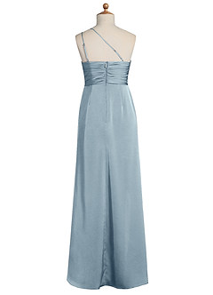 Azazie Eren Junior Robe Fourreau en Satin extensible Plissée Bleu Poussiéreux image7