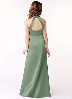Azazie Laurel Junior Matcha A-Line Stretch Satin Dress image3