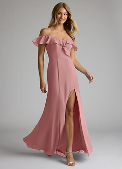 Azazie Sophie Bridesmaid Dresses Dusty Rose A-Line Off the Shoulder Chiffon Convertible Dress image4
