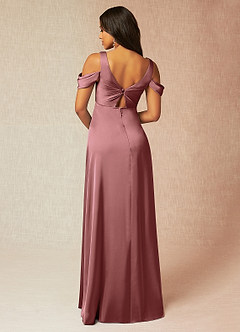Azazie Rhea Maternity Bridesmaid Dresses A-Line Off-The-Shouler Pleated Stretch Satin Floor-Length Dress image2