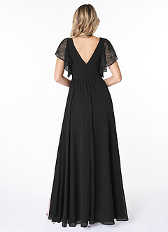 Azazie Zella Bridesmaid Dresses Black A-Line Lace Chiffon Dress image2