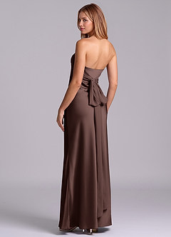 Azazie Ailanie Robes de demoiselle d'honneur Robe Fourreau en Satin extensible Bustier Ganache image2