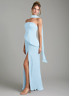 Azazie Tierney Bridesmaid Dresses Sky Blue A-Line Strapless Chiffon Convertible Dress image8