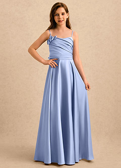 Azazie Gracie Girls Formal Robe Demoiselle D'honneur Fillette Robe Trapèze en Satin extensible Encolure en Forme de Cœur Eis image4