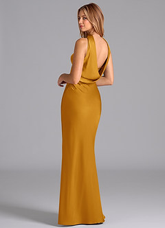 Azazie Lusinda Bridesmaid Dresses Butterscotch Mermaid Strapless Stretch Satin Dress image2