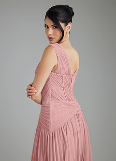 Azazie Kima Robes à essayer chez vous Robe Trapèze en Mousseline de soie Plissée Rose Poussiéreuse image2