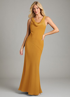 Azazie Rylina Bridesmaid Dresses Butterscotch Mermaid Pleated Chiffon Dress image1