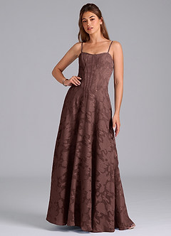 Azazie Stasy Bridesmaid Dresses Espresso A-Line Sweetheart Neckline Floral Burnout Dress image4