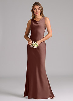 Azazie Allettie Bridesmaid Dresses Espresso Mermaid Stretch Satin Dress image3