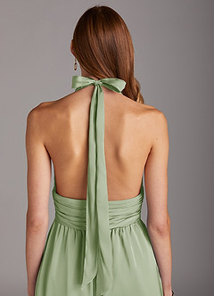 Azazie Oli Bridesmaid Dresses Dusty Sage Pleated Stretch Satin Jumpsuit image5
