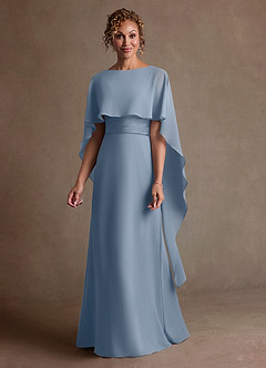 Azazie Marilla Klänningar till brudens mor Klä A-Line i Chiffong Plisserad Dammblå image4