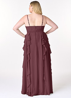 Azazie Peyton Bridesmaid Dresses Sangria A-Line Ruched Chiffon Dress image8