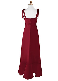 Azazie Barbara Junior Burgundy A-Line Bow Matte Satin Dress image7