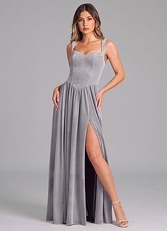 Azazie Francis Bridesmaid Dresses French Lilac A-Line Corset Velvet Dress image1