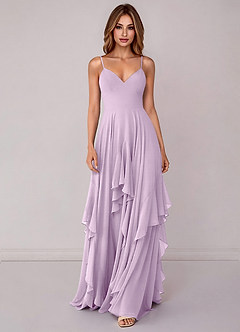 Azazie Zaina Bridesmaid Dresses Frosted Lilac A-Line Chiffon Dress image4