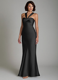 Azazie Zaria At-home Try On Dresses Black Mermaid Sweetheart Neckline Stretch Satin Dress image6