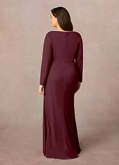 Azazie Risa Abiti per la Madre della Sposa Abito Sirena in Maglia con Scollo a V a Pieghe Cabernet image8