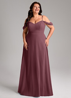 Azazie Marley Bridesmaid Dresses Sangria A-Line Off the Shoulder Chiffon Convertible Dress image13