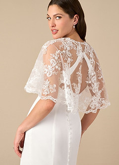 front Azazie Hephzibah Lace Tulle Wrap