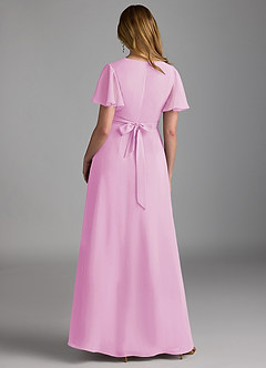 Azazie Zaniah Bridesmaid Dresses Candy Pink A-Line Chiffon Dress image2