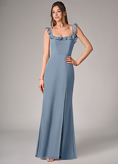 Azazie Callie Brautjungfernkleider Wandelbar Meerjungfrau-Linie Seitliche Cut-Outs Chiffon Kleid Staubblau image4