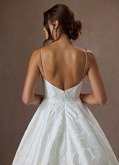 Azazie Astoria Wedding Dresses Diamond White Ball-Gown with Pockets Floral Jacquard Dress image6