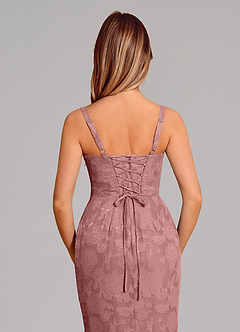 Azazie Aubrey Final Sale Dusty Rose Mermaid Bow Floral Burnout Dress image2