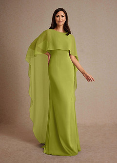 Azazie Milfred Mother of the Bride Dresses Lemongrass Sheath Boatneck Stretch Satin Dress image3