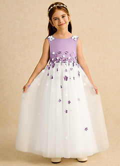 Azazie Eleni Flower Girl Dresses Ivory Wisteria Ball-Gown Bow Tulle Dress image4