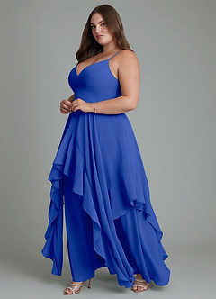 Azazie Zaina Brautjungfernkleider A-Linie Chiffon Kleid Königsblau image11