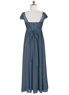 Azazie Silvermist Junior A-Linie Plissee Chiffon Kleid Neptunblau image9